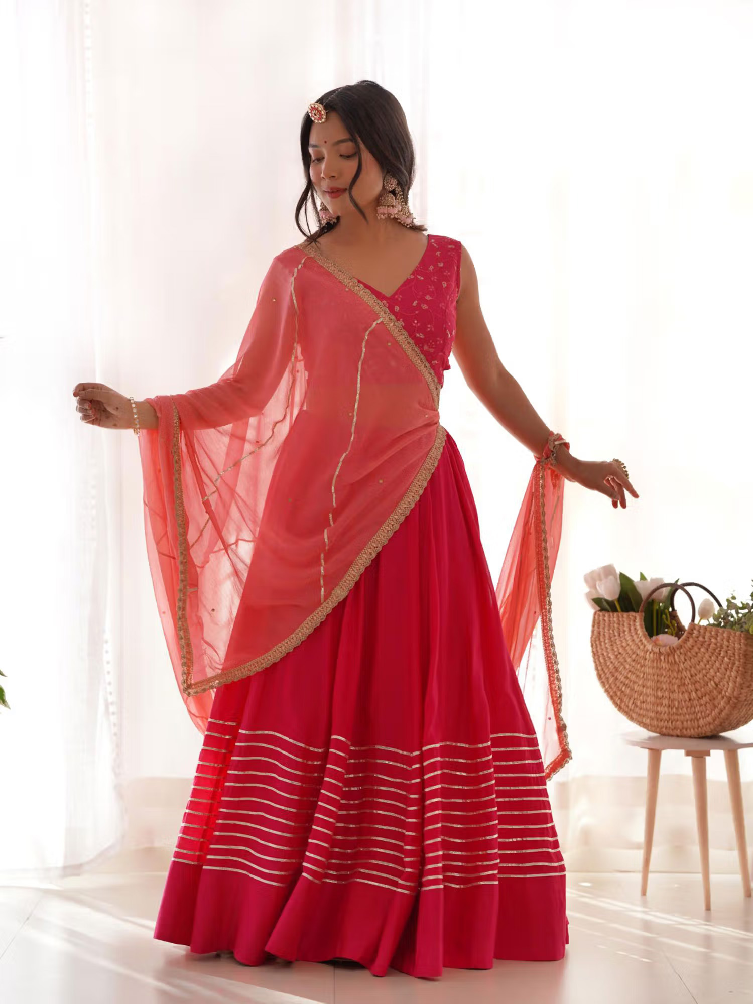 Rangpur Ruby Dreamy Lehenga with Blouse and Dupatta (Set of 3)