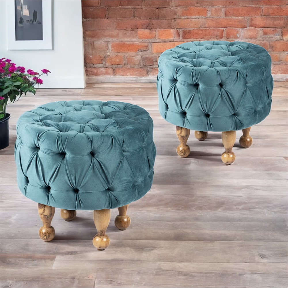 Ikiriya Louisville Solid Wood Pack Of 2 Ottoman