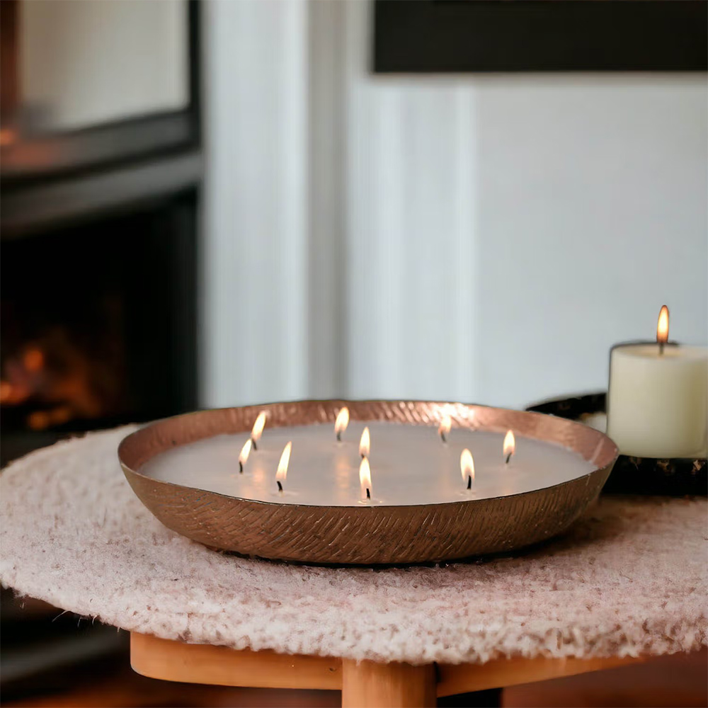 Manor House Roshni Scented Flavoured Wax Filled Metal Bowl Urli 12 Inches