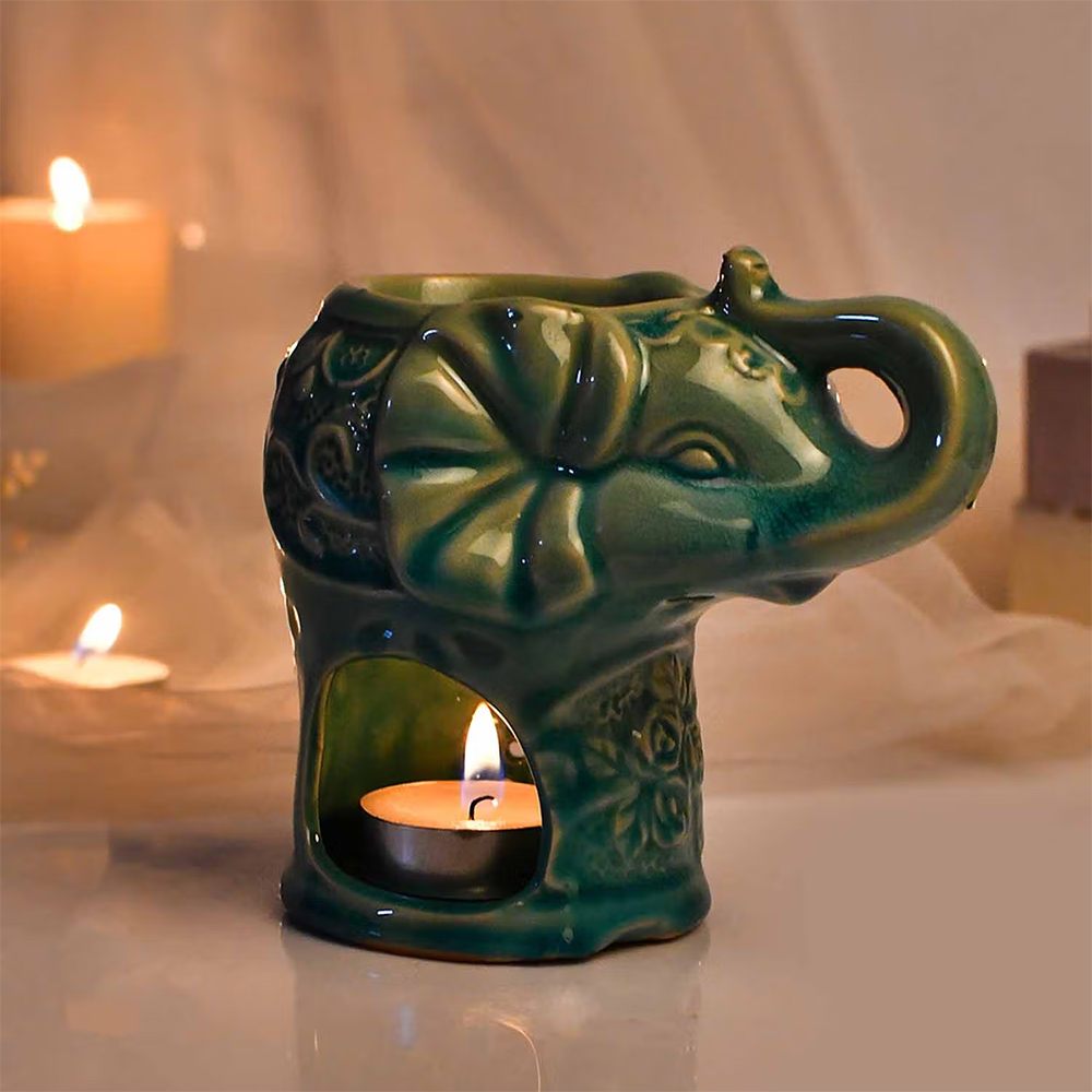 Tayhaa Elephant Shape Floral Oil Diffuser - Blue