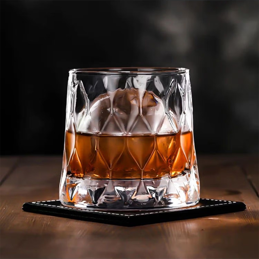 Melbify Leaf Pattern Whiskey Glasses 300 Ml (Pack of 6)