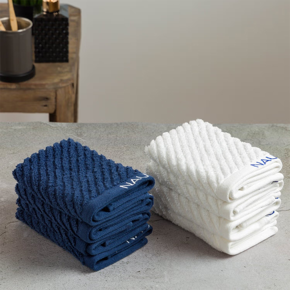 Nautica Fluffy Zero Twist Pure Cotton Towel, Set of 8 Face Towels