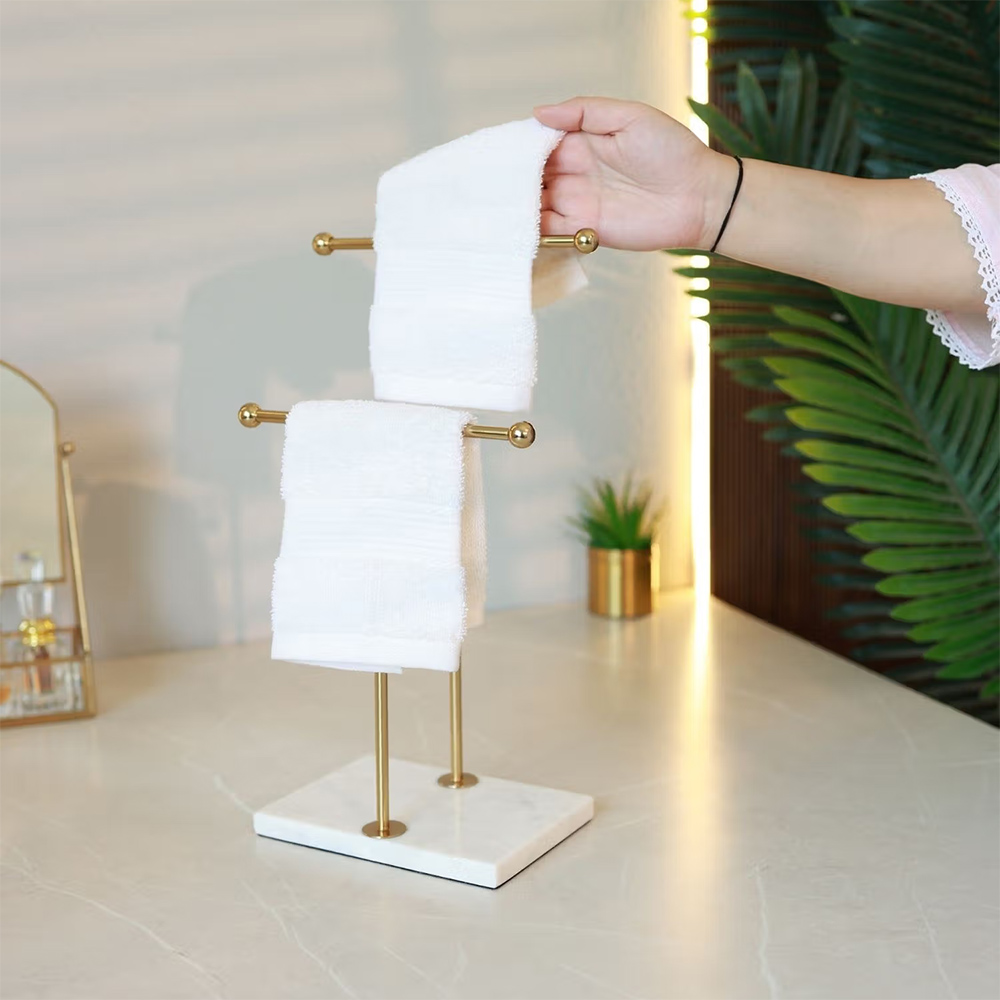 Cinch Home Stainless Steel & White Marble Towel Stand