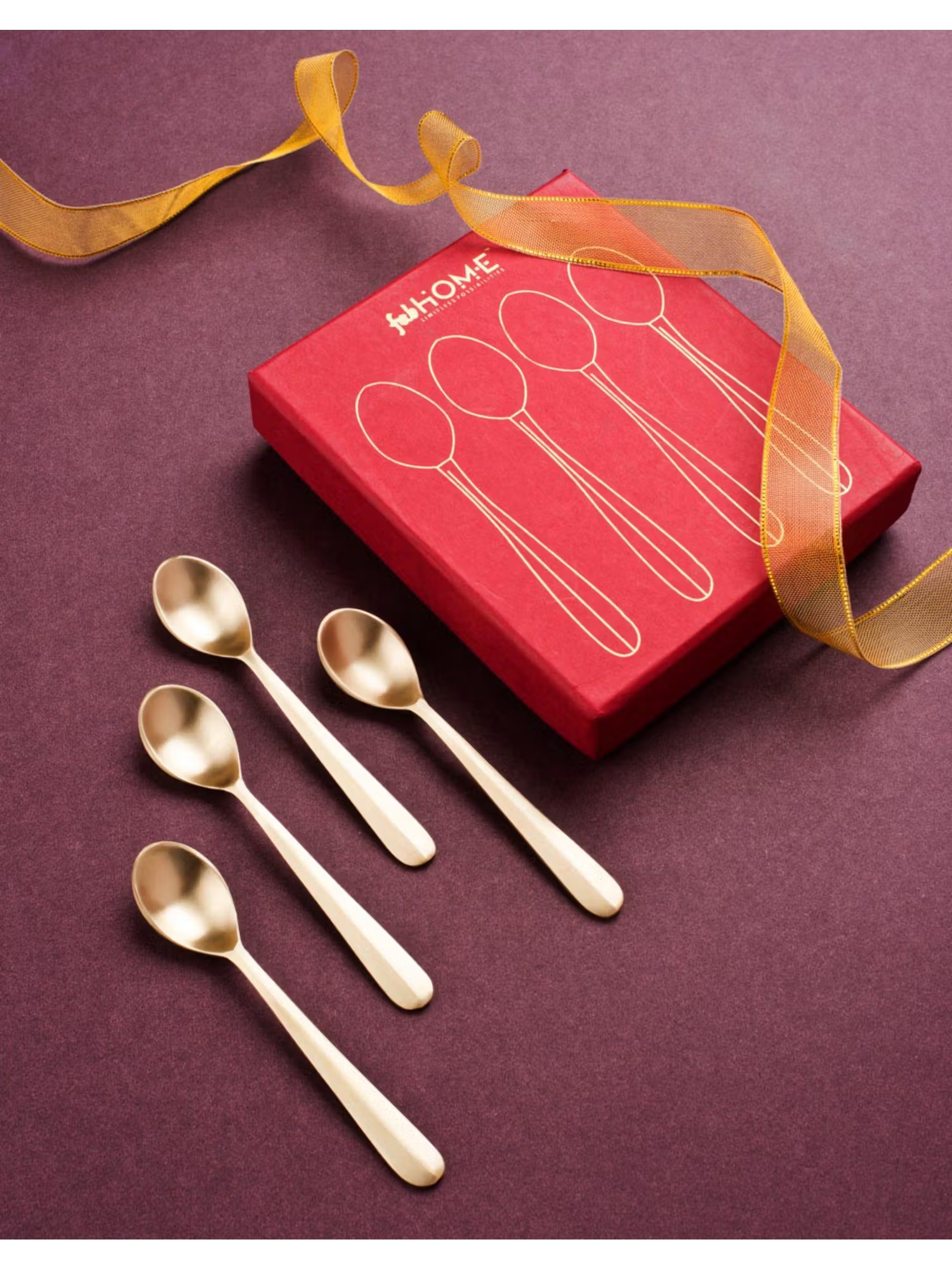 Fabindia Golden Panav Stainless Steel Tea Spoon (Pack of 4)