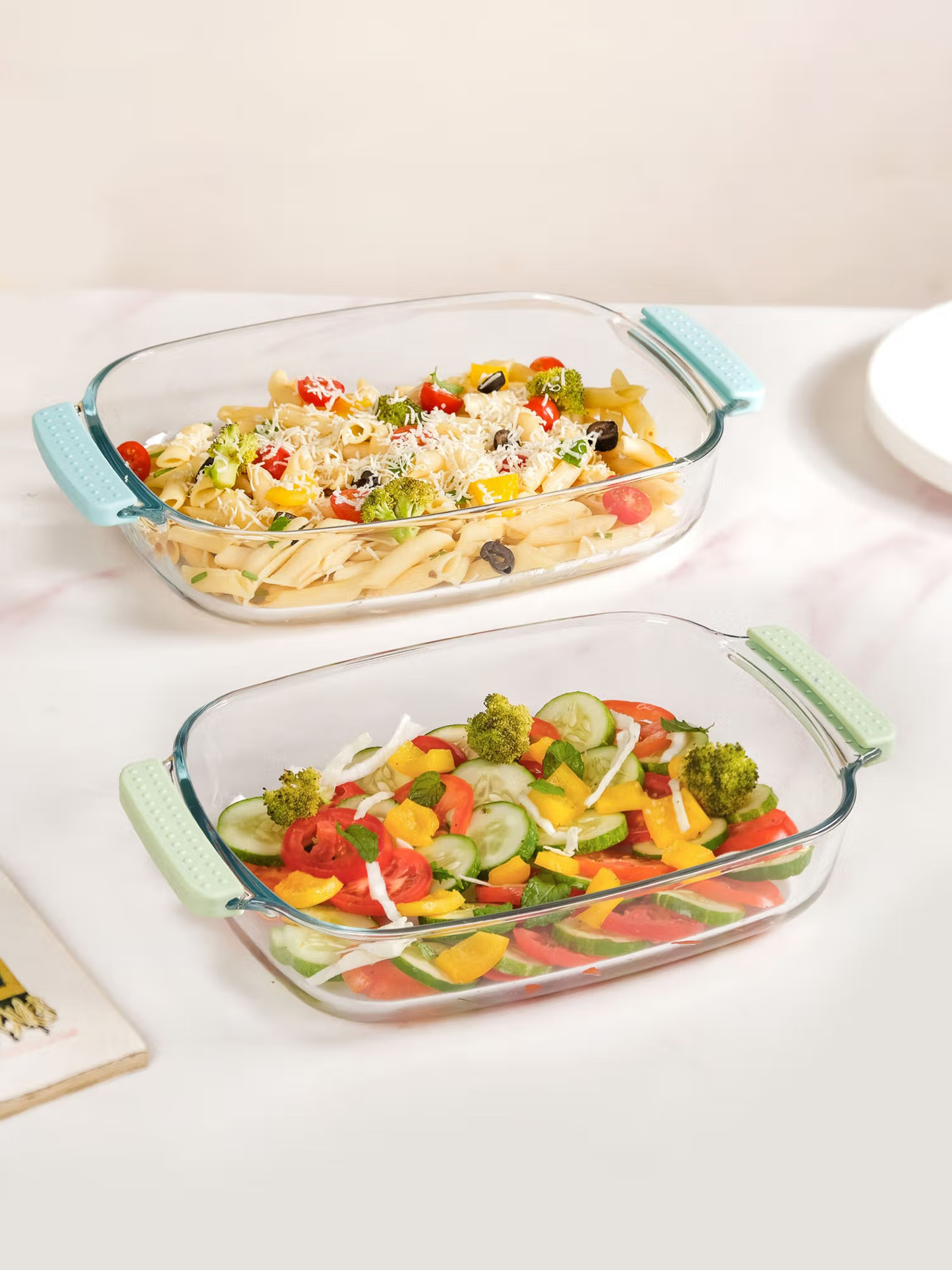 Nestasia Glass Baking Dish with Heat Protect Silicon Covers (Pack of 2)