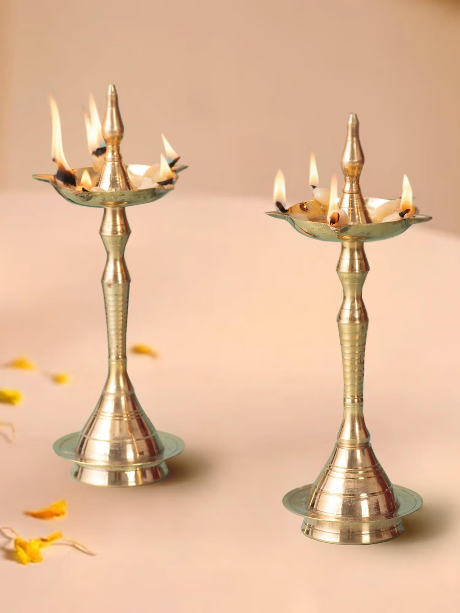 Nestroots Elegant Brass Candlesticks Diya Stand for Decor
