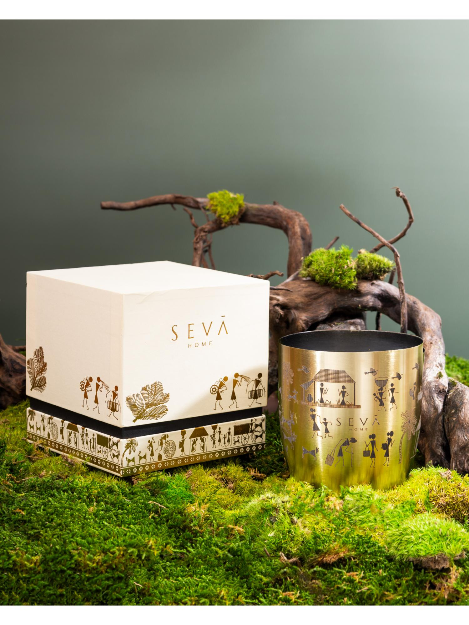 SEVA HOME Dil Se Heirloom Gold Scented CandleLarge, Festive Gift & Home Décor