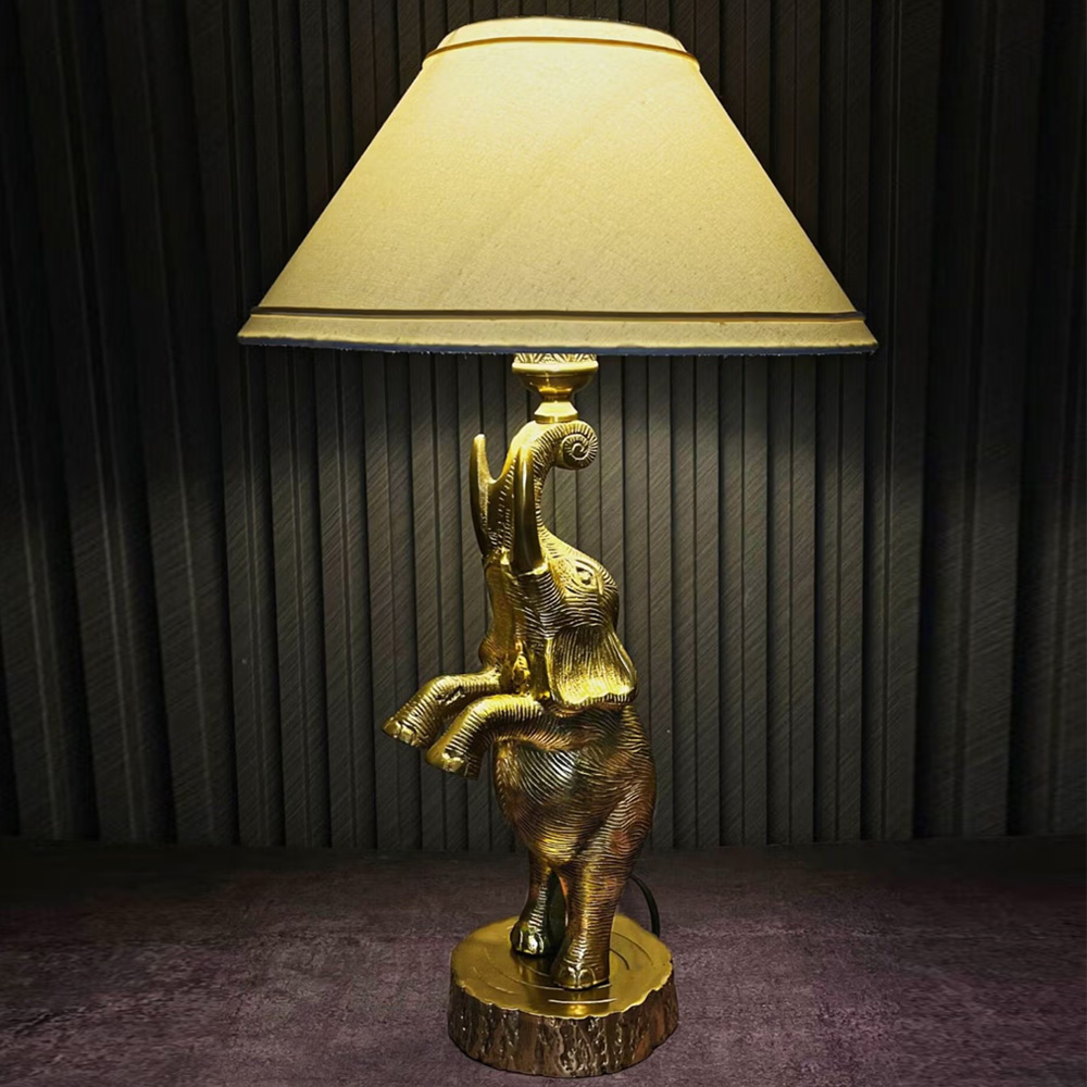 CasaGold Antique Brass Finish Metal | Design Elephant | Table Lamp