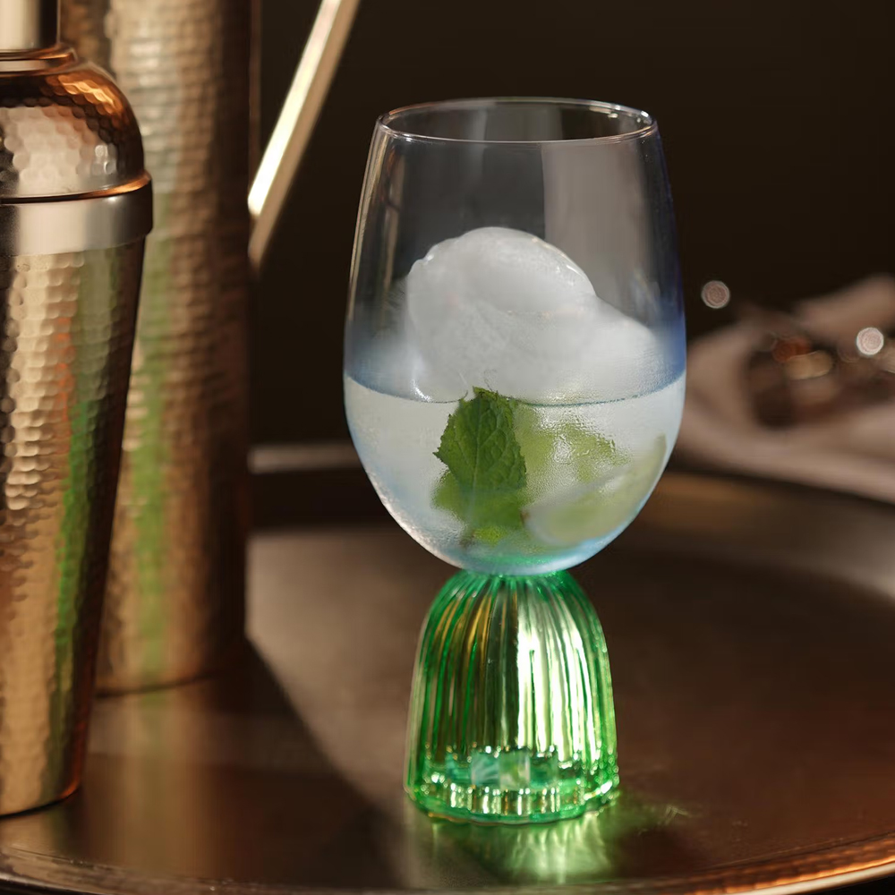 Set Of 2 Blue and Green Dual Tone Wine Glasses