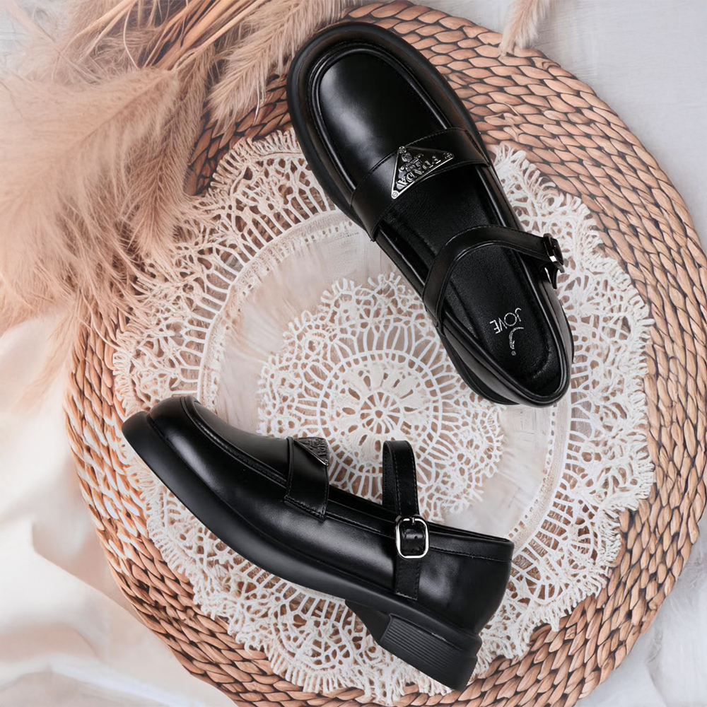 Jove Women Black Solid Mary Jane Ballerinas Black