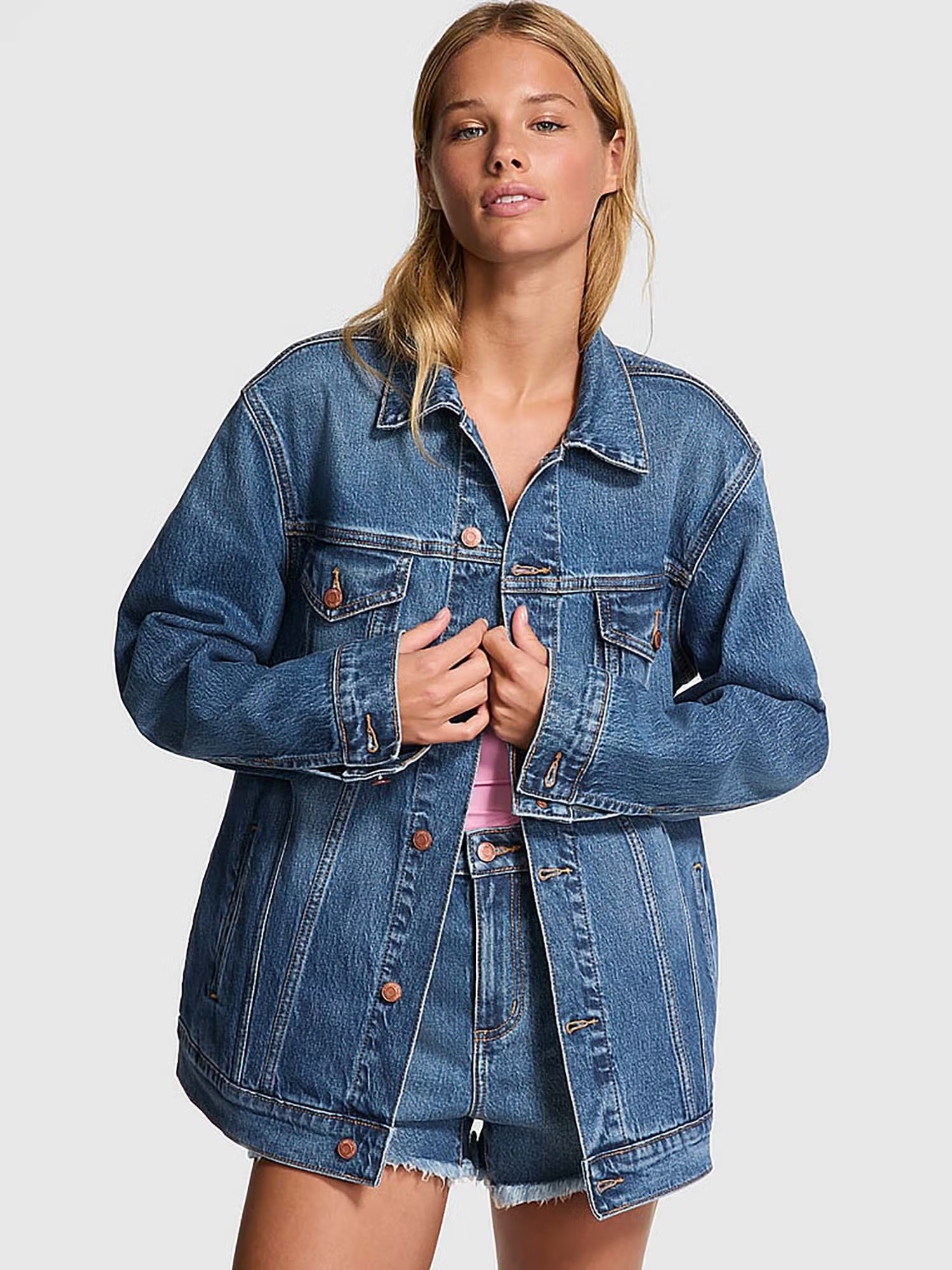 Victoria's Secret Blue Denim Oversized Jeans Jacket