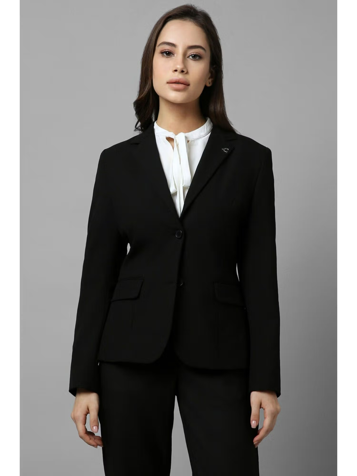 Allen Solly Women Black Regular Fit Blazer