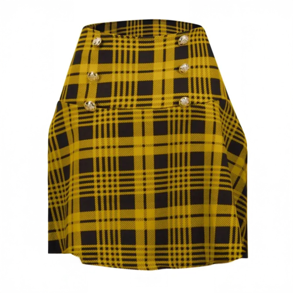 Yellow Plaid Highrise Mini Skirt