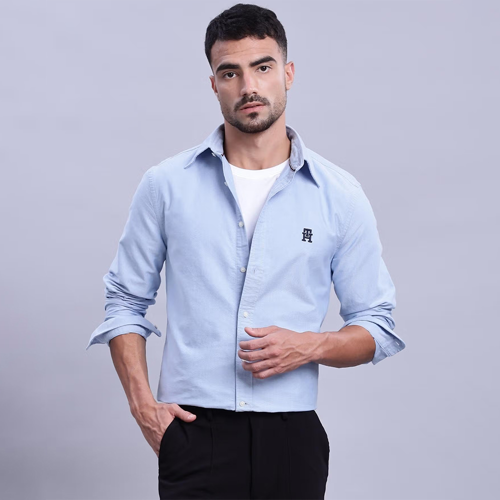 Tommy Hilfiger Solid Regular-Fit Oxford Woven Shirt Blue
