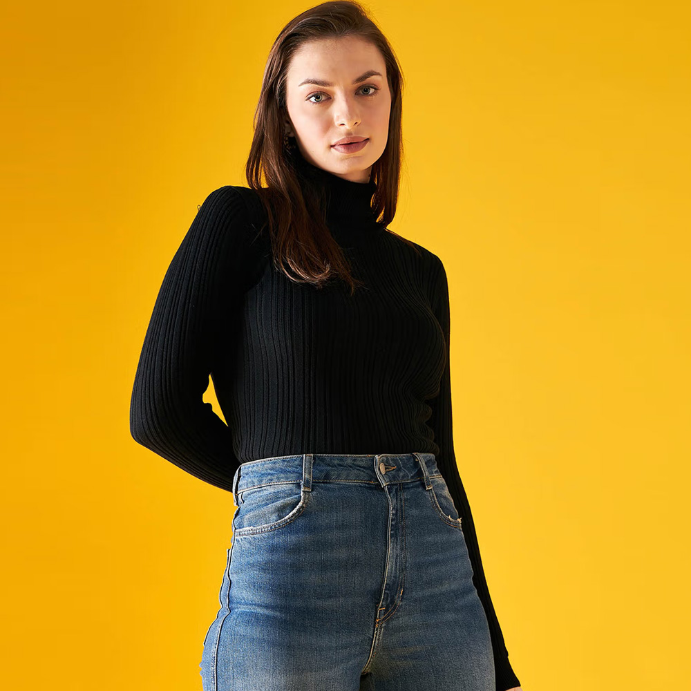 98 Degree North Women High Neck Full Sleeve Sweater