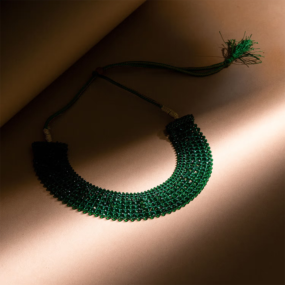 VIRAASI Crystal Beaded Green Necklace