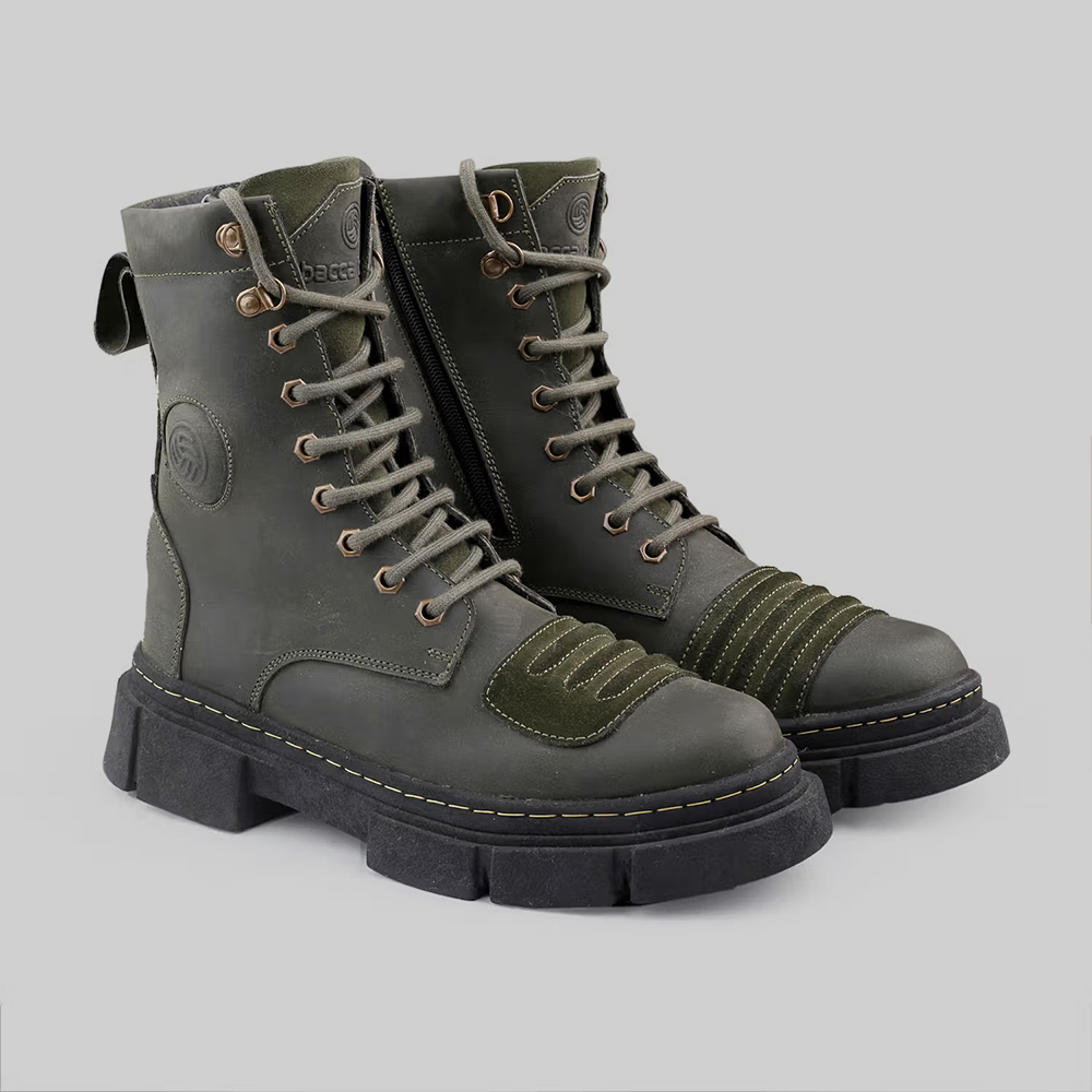Sinister Oil Pull-Up Leather Combat Boots For Men