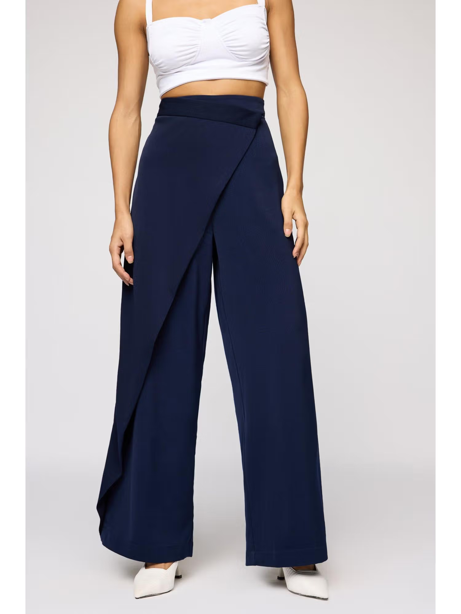 FREAKINS Navy Blue Peony Pareo Korean Pants