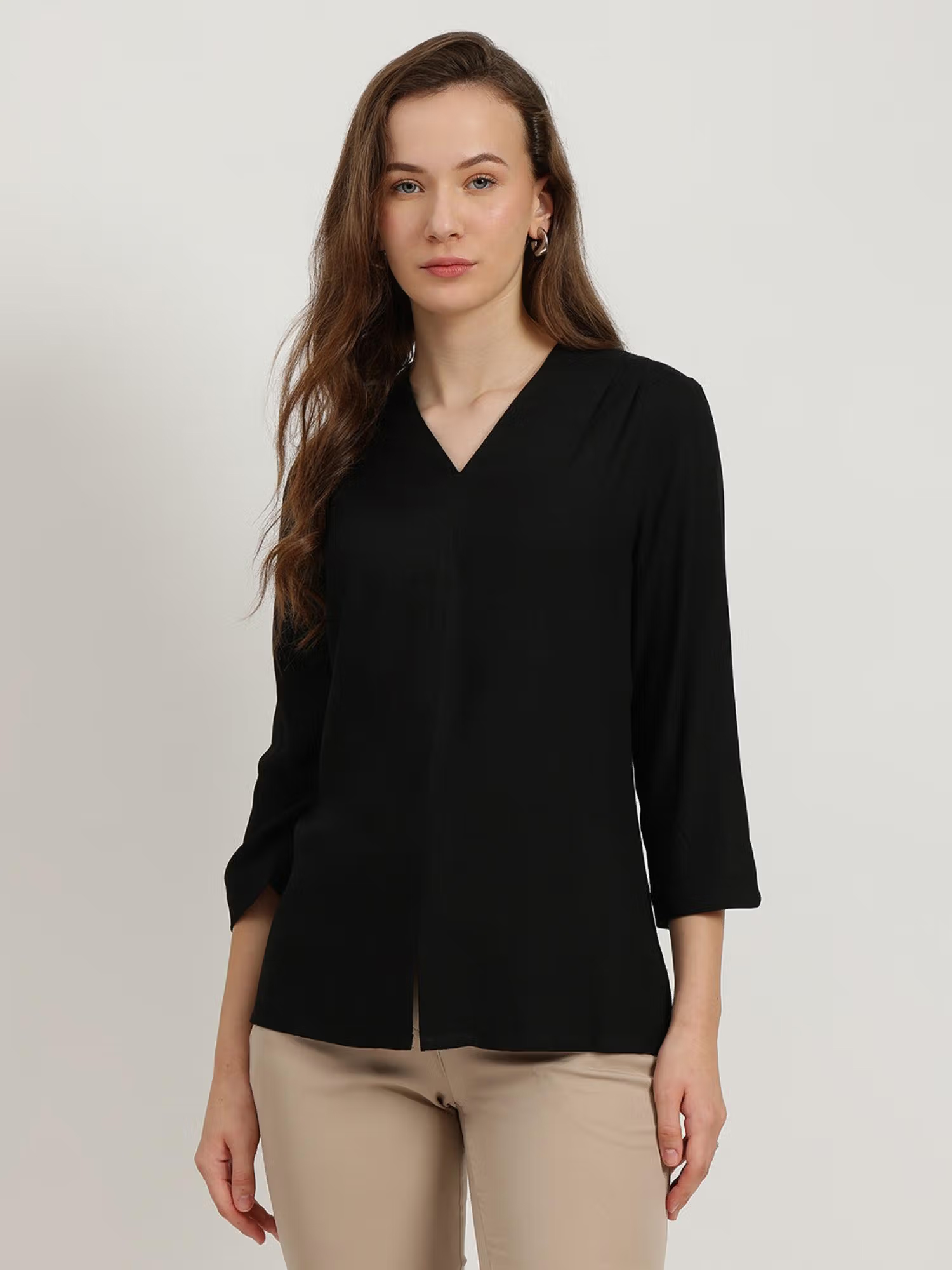 FableStreet Black V-Neck Top