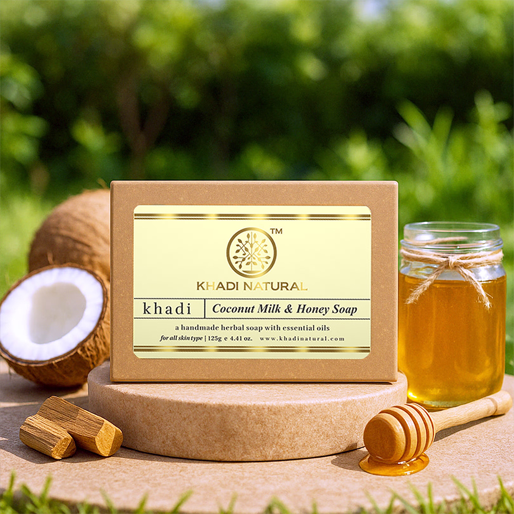 Khadi Natural Coconut Milk & Honey Handmade Soap Remove Acne & Stretch Marks
