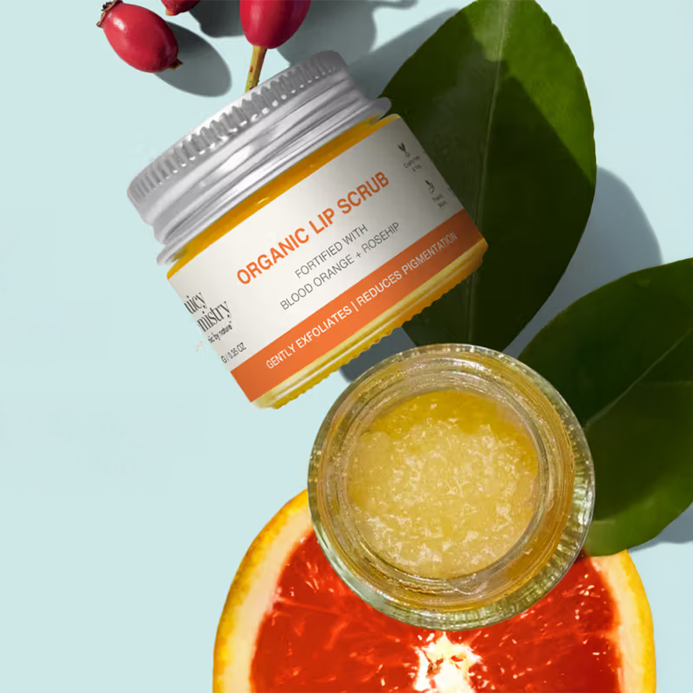 Juicy Chemistry Blood Orange & Rosehip Organic Lip Scrub - For Pigmented Lips