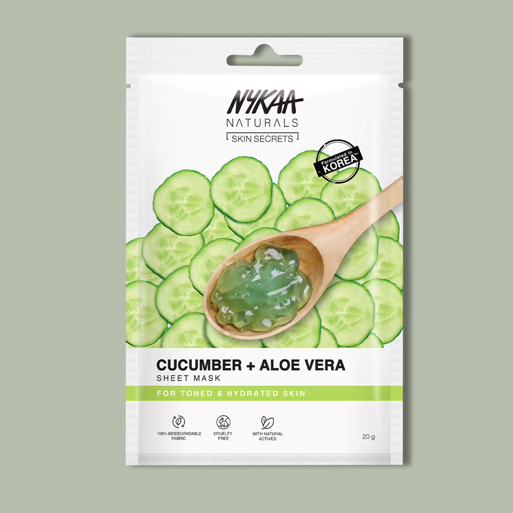 Nykaa Cucumber+Aloe Vera Sheet Mask For Toned & Hydrated Skin