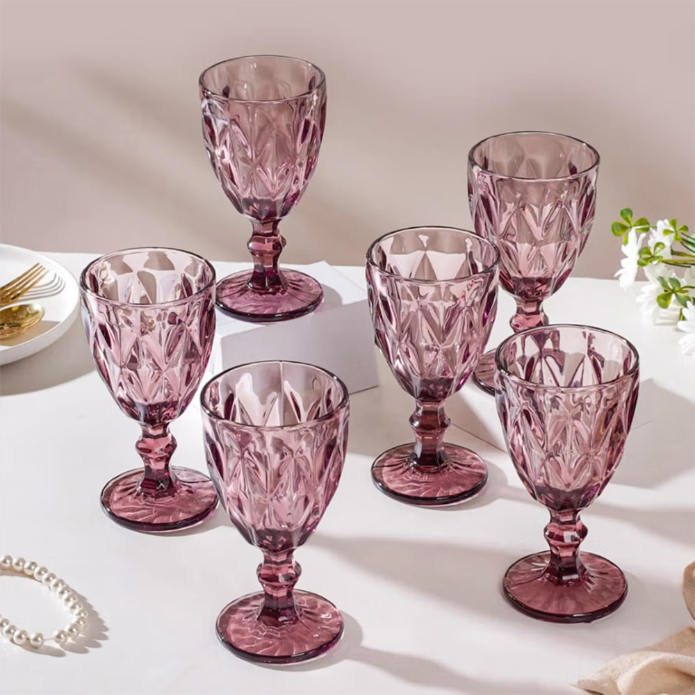 Nestasia Set of 6 Mauve Crystal Red Wine Glass