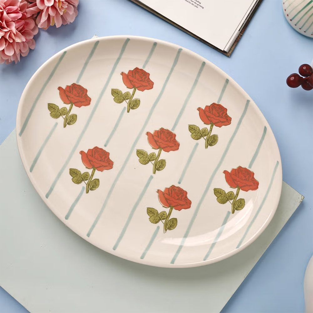 The Wishing Chair Tea Garden Handpainted Ceramic Oval Platter