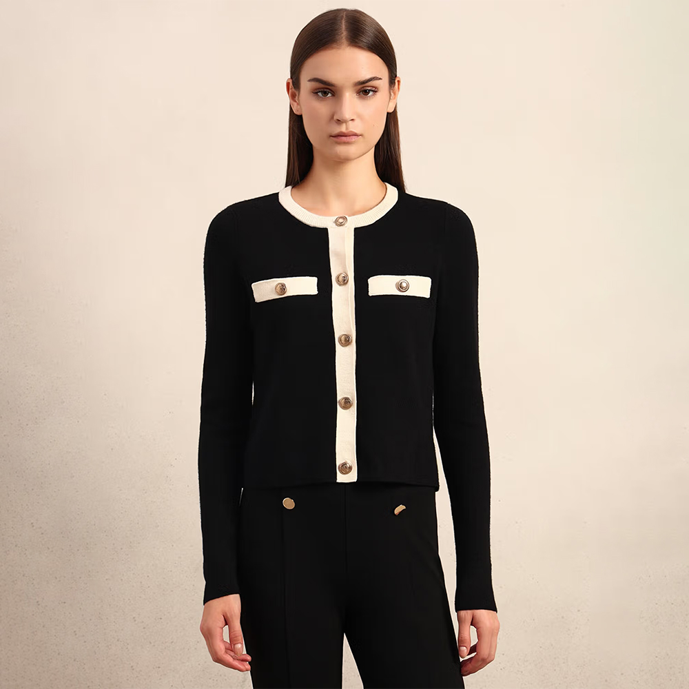 VERO MODA Solid/Plain Black Knitted Cardigan