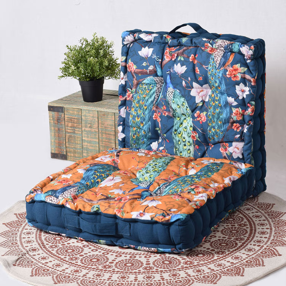 BLANC9 Gulmohar Matlas Floor Cushion(50X50X10 cm)