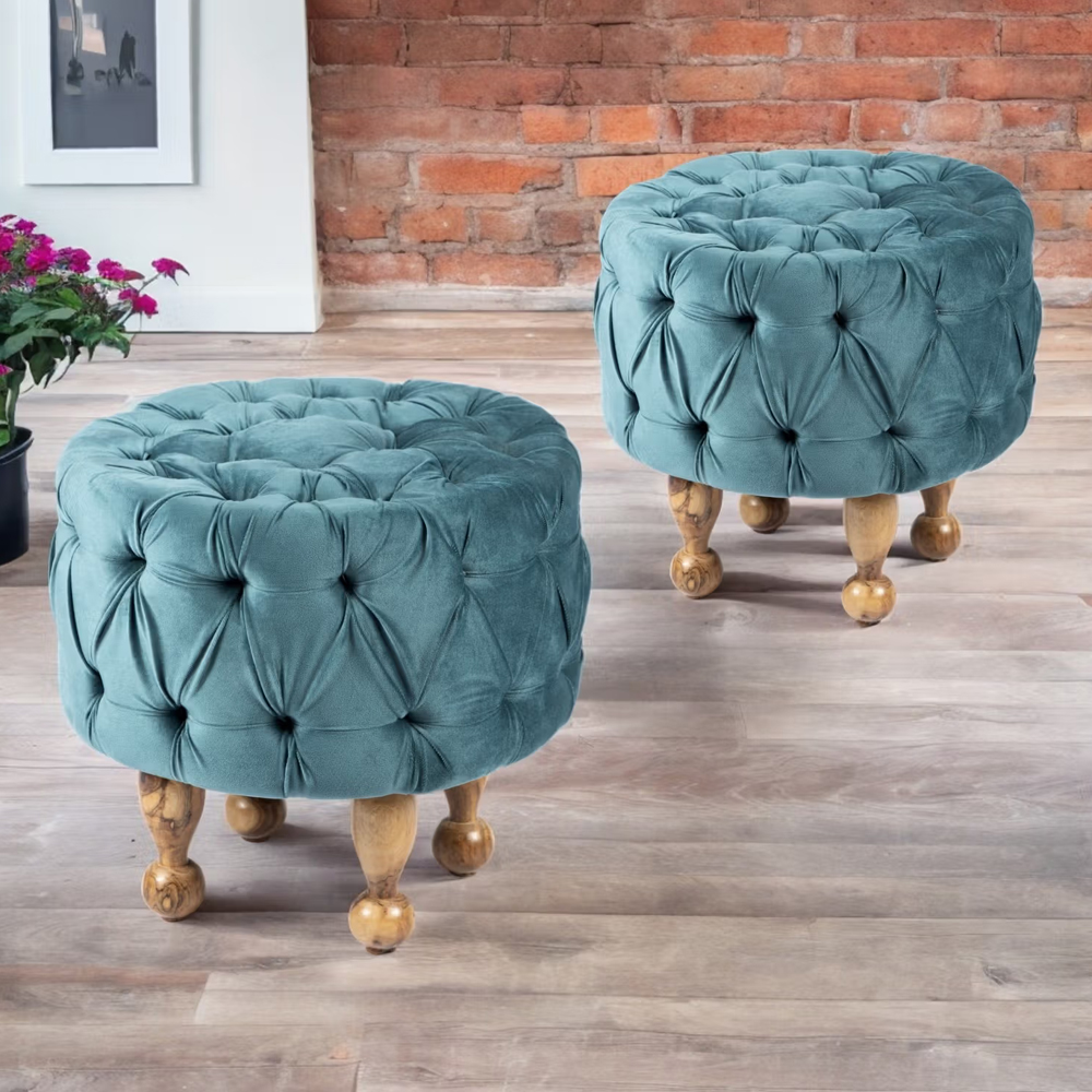 Ikiriya Louisville Solid Wood Pack Of 2 Ottoman