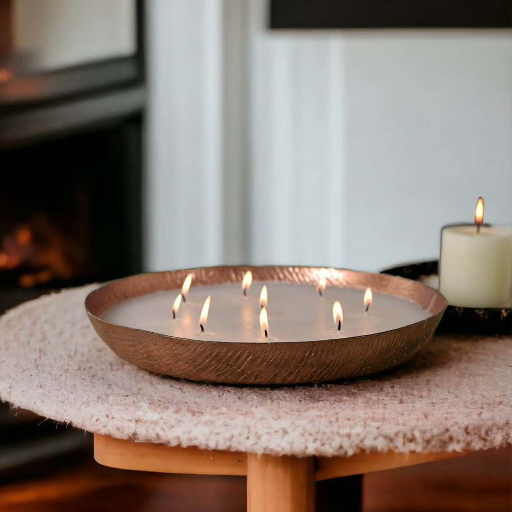 Manor House Roshni Scented Flavoured Wax Filled Metal Bowl Urli 12 Inches