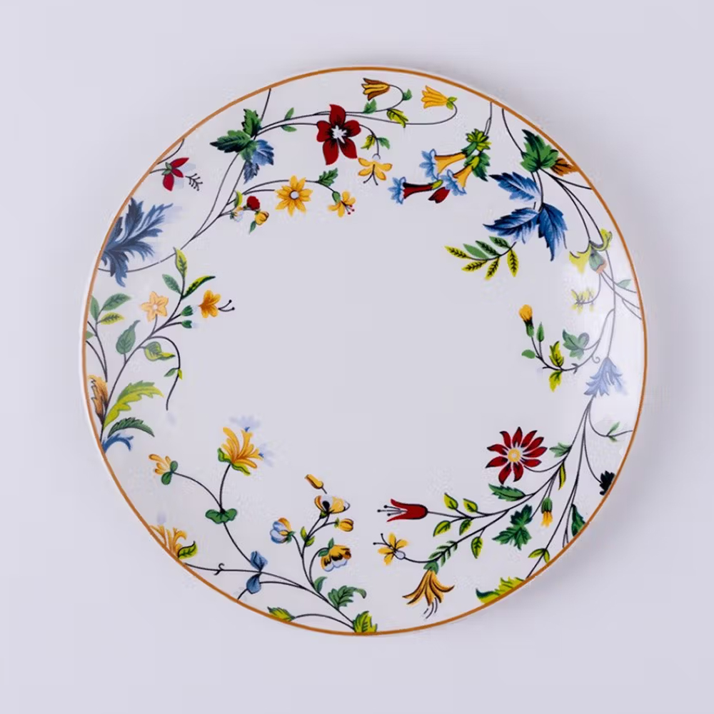 Golden Queens Summer Florals Snack Plates Handcrafted & Microwave Safe (Pack of 4)