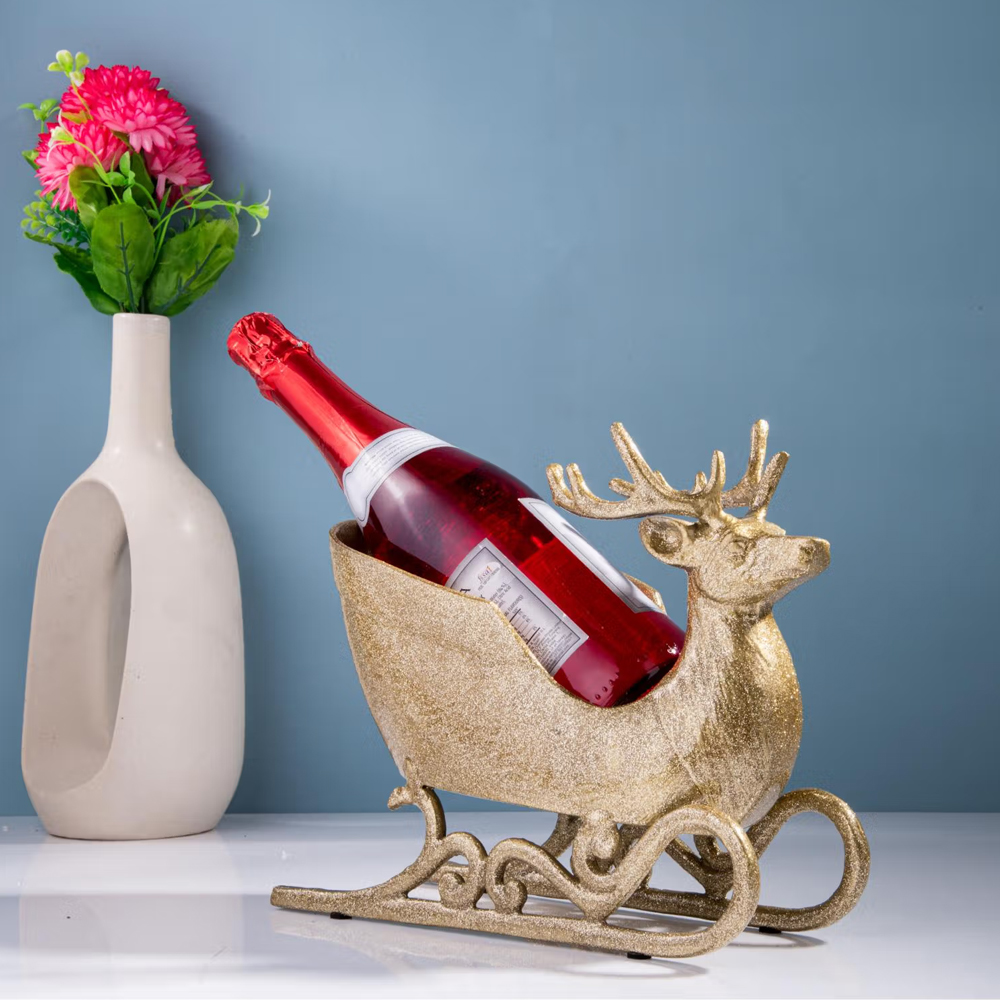 Gibox Gold Stag Carriage Bottle Holder Stand Barware Kitchenware Fancy