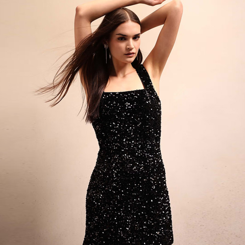 VERO MODA Black Embellished Regular Dress