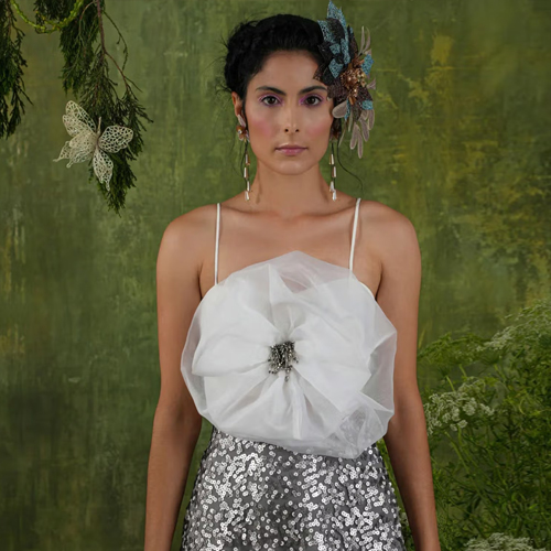 Label Iris Silver Sequins Mini Skirt