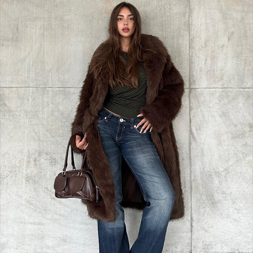 Long faux fur coat