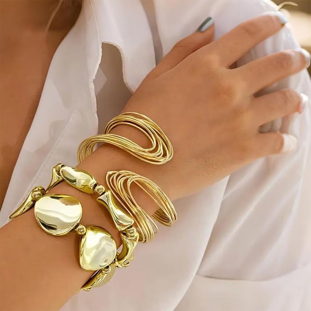 OOMPH Bold Gold Theme Gold Cuff Bracelet