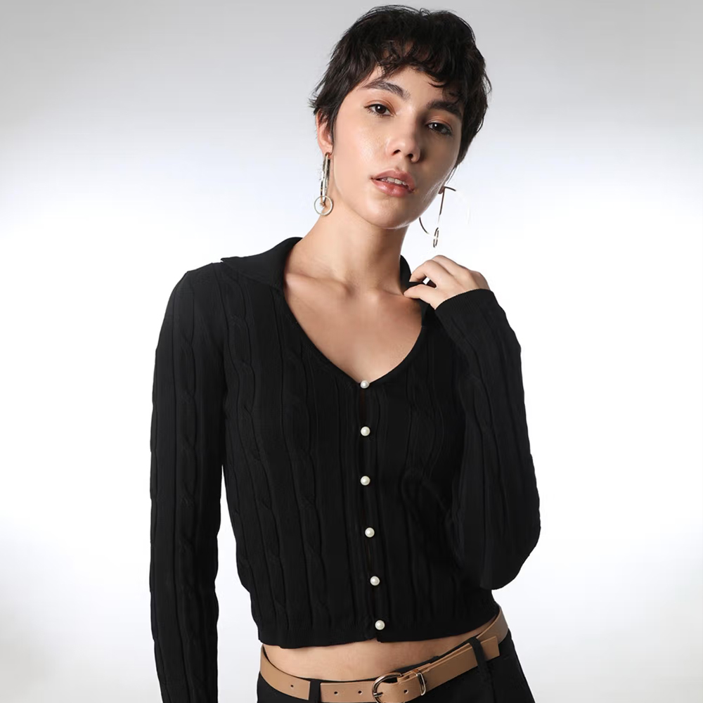 ONLY Womens Slim Fit Black Cardigan